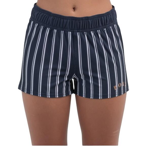 Roxy Girls' Same Time Board Shorts Navy Blue White Striped Girls 14 / XL - Picture 1 of 4